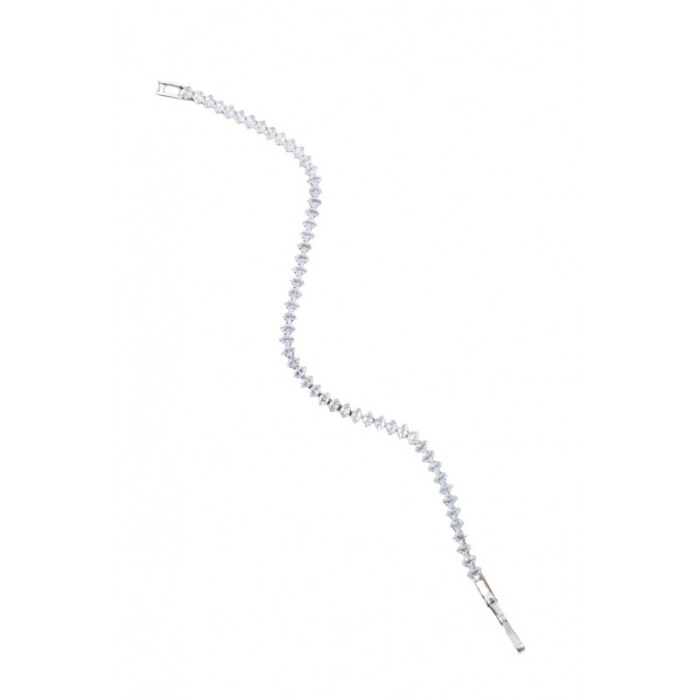 Bratara Romb Doty®, tip tennis, din aliaj, cu pietre din zirconiu, argintiu, 17 cm [3]