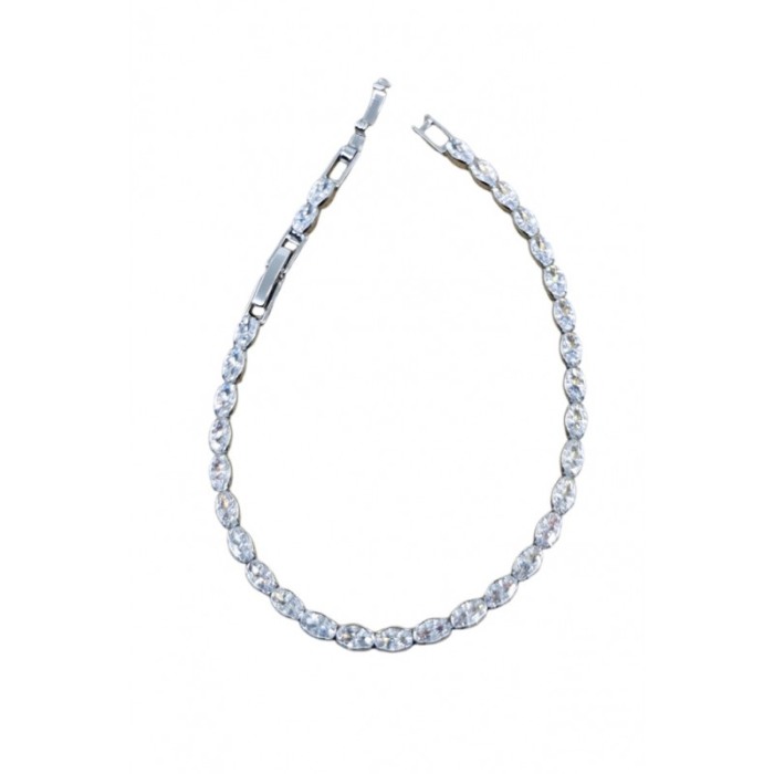 Bratara Sienna Doty® tip tennis, din inox, eleganta, cu pietre din zirconiu, 18 cm, argintiu [2]
