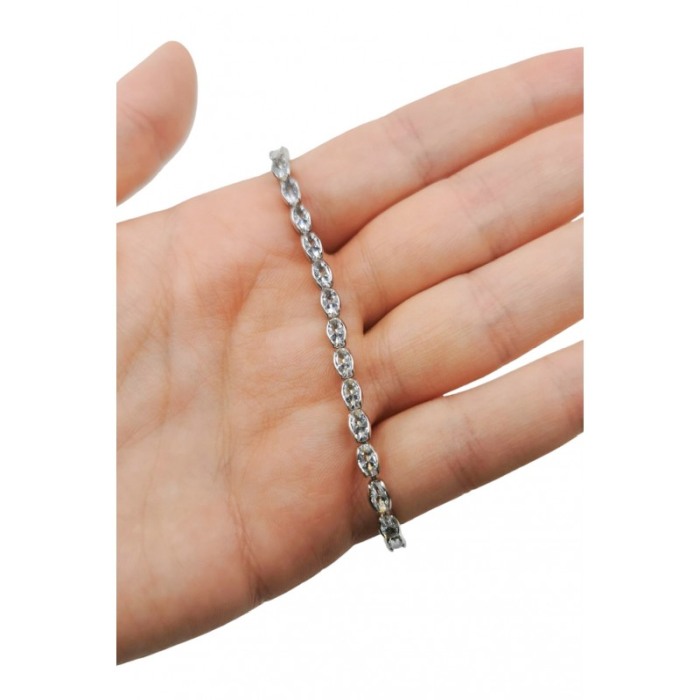 Bratara Sienna Doty® tip tennis, din inox, eleganta, cu pietre din zirconiu, 18 cm, argintiu [1]
