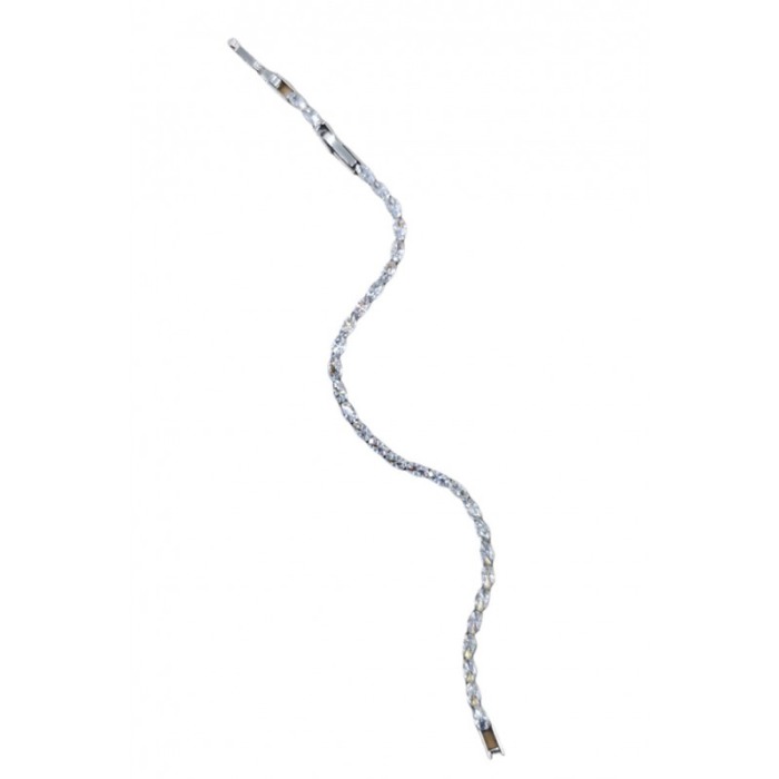 Bratara Sienna Doty® tip tennis, din inox, eleganta, cu pietre din zirconiu, 18 cm, argintiu [3]