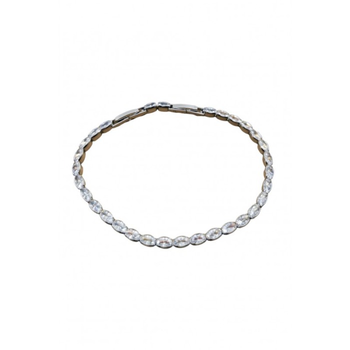 Bratara Sienna Doty® tip tennis, din inox, eleganta, cu pietre din zirconiu, 18 cm, argintiu [4]