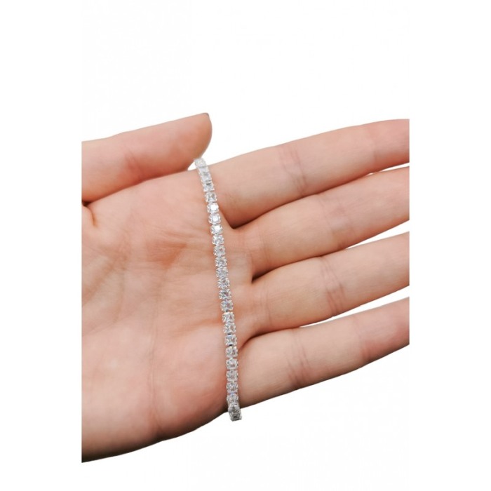 Bratara SquareD Doty®, tip tennis, din aliaj, cu pietre din zirconiu, argintiu, 16.5 cm [4]