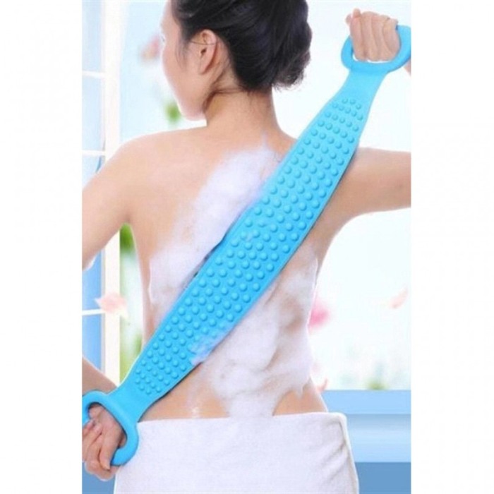 Burete de baie 2 in 1 Sponge Brush, tip perie, din silicon, 69 cm, cu 2 fete, usor de utilizat, albastru [5]