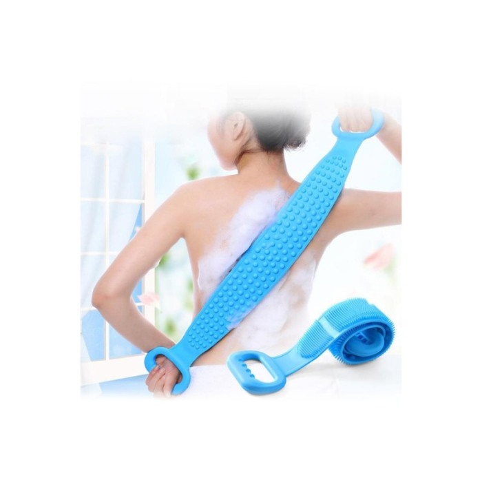 Burete de baie 2 in 1 Sponge Brush, tip perie, din silicon, 69 cm, cu 2 fete, usor de utilizat, albastru [4]