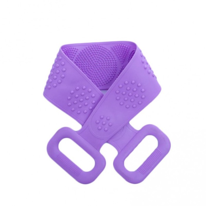 Burete de baie 2 in 1 Sponge Brush, tip perie, din silicon, 69 cm, cu 2 fete, usor de utilizat, mov [4]