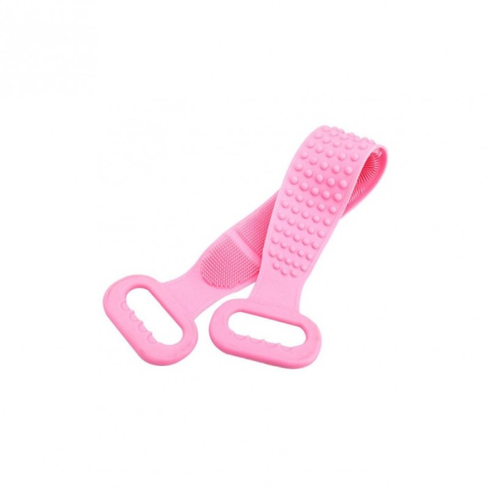 Burete de baie 2 in 1 Sponge Brush, tip perie, din silicon, 69 cm, cu 2 fete, usor de utilizat, roz [1]