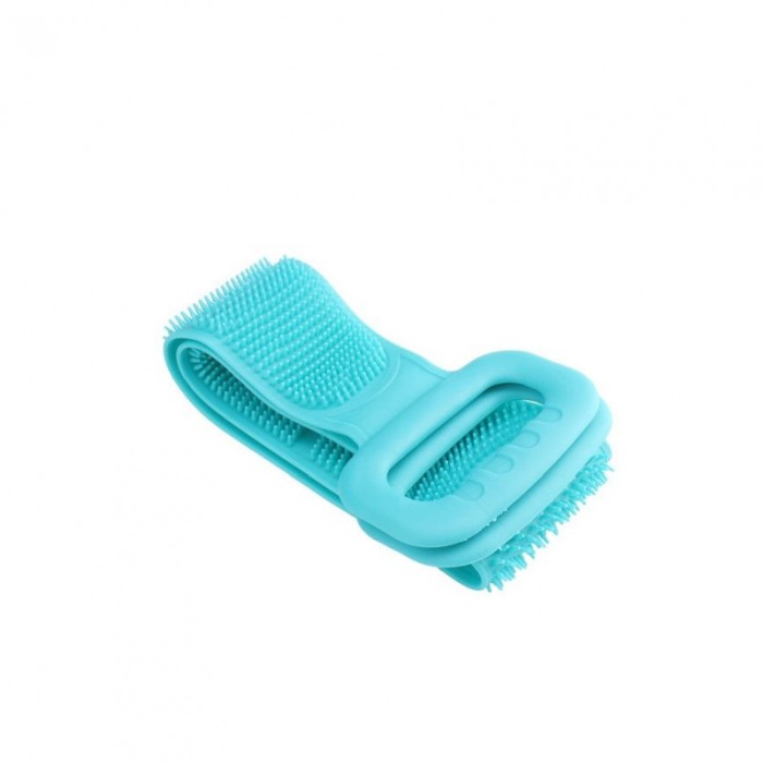 Burete de baie 2 in 1 Sponge Brush, tip perie, din silicon, 69 cm, cu 2 fete, usor de utilizat, turcoaz [4]
