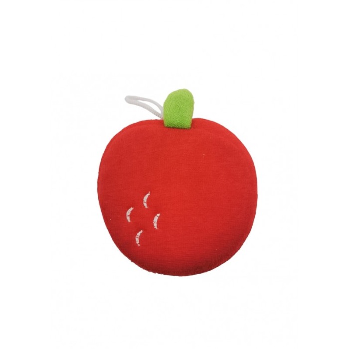 Burete de baie AppleBath, forma mar, cu 2 fete, microfibra si in, efect exfoliant, 10 cm, rosu, Doty®️ [3]