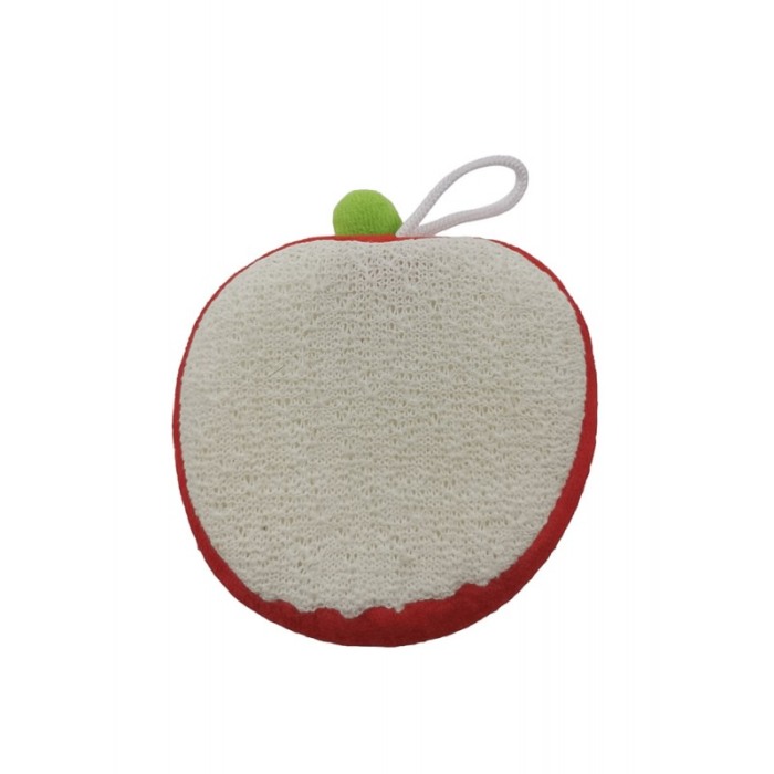 Burete de baie AppleBath, forma mar, cu 2 fete, microfibra si in, efect exfoliant, 10 cm, rosu, Doty®️ [5]