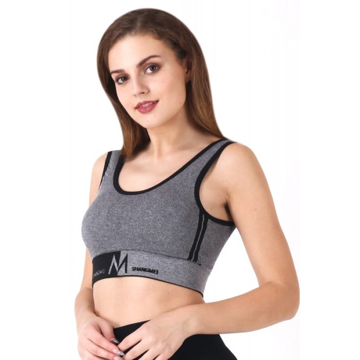 Bustiera sport pentru femei Pushups, din elastan, pentru slabit, modelare si sustinere corporala, masura S, gri, Doty®️ [6]