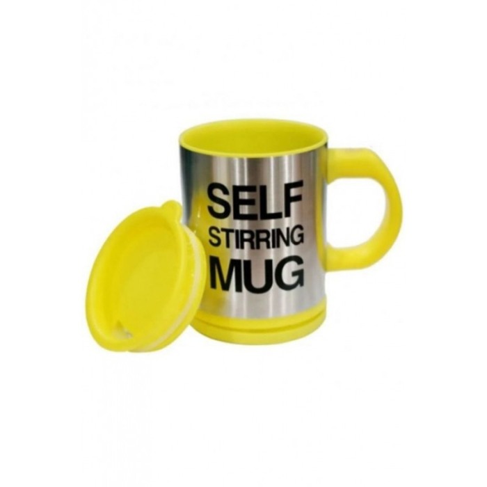 Cana Smart cu autoamestecare si capac cu 2 baterii tip AAA, Self-stirring Mug galbena,350 ml, Doty [2]