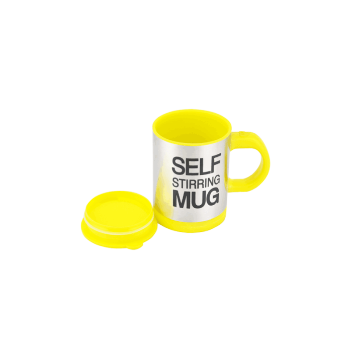 Cana Smart cu autoamestecare si capac cu 2 baterii tip AAA, Self-stirring Mug galbena,350 ml, Doty [5]