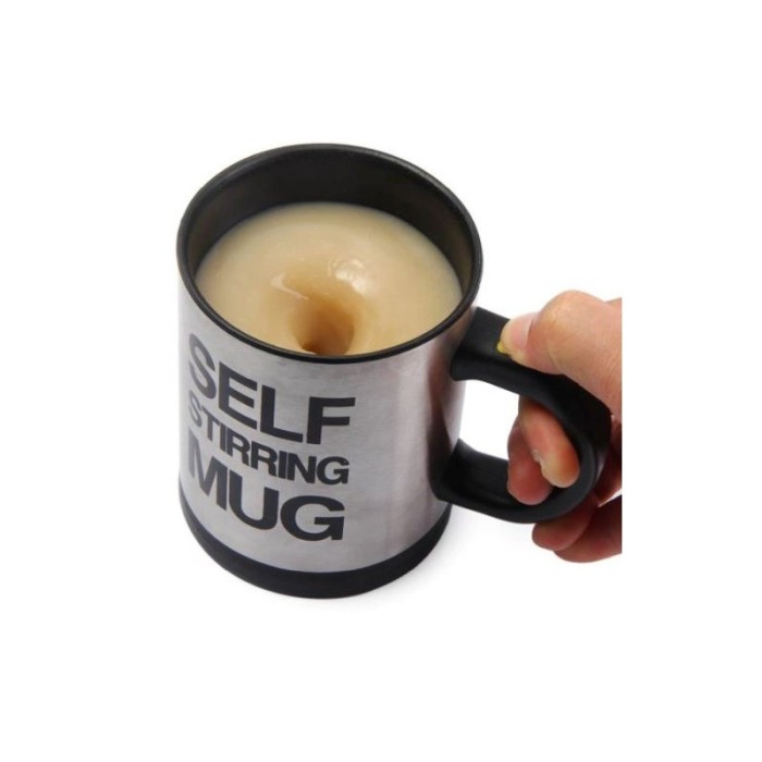 Cana Smart cu autoamestecare si capac cu 2 baterii tip AAA, Self-stirring Mug neagra,350 ml, Doty [2]