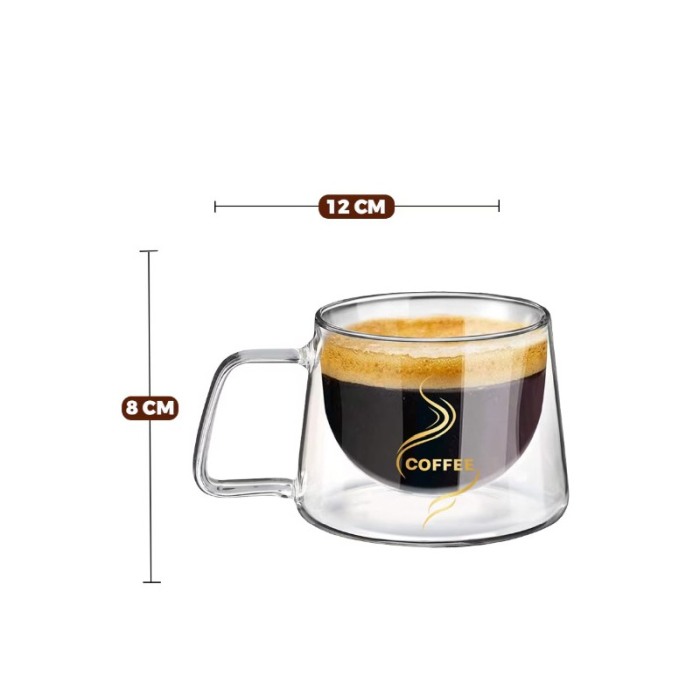 Cana termorezistenta cu perete dublu din sticla CoffeeSip Doty®, 200 ml, estetica atractiva, transparent, 12 x 8 cm [4]