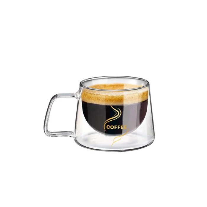 Cana termorezistenta cu perete dublu din sticla CoffeeSip Doty®, 200 ml, estetica atractiva, transparent, 12 x 8 cm [1]