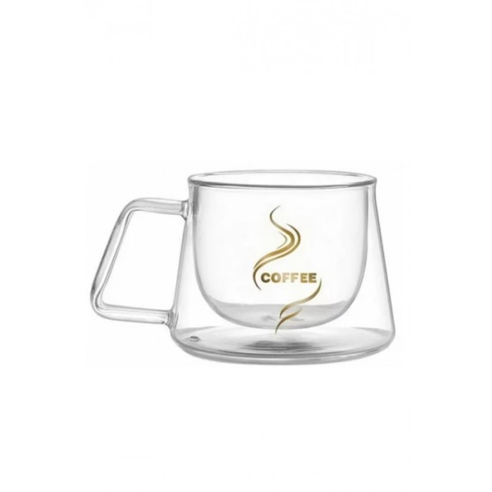 Cana termorezistenta cu perete dublu din sticla CoffeeSip Doty®, 200 ml, estetica atractiva, transparent, 12 x 8 cm [3]