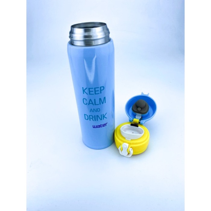 Cana termos, din otel inoxidabil, design modern cu mesaj , 500 ml,bleu, doty [2]