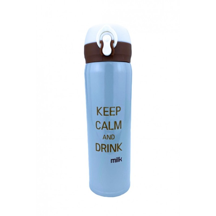 Cana termos, din otel inoxidabil, design modern cu mesaj , 500 ml,gri, doty [2]