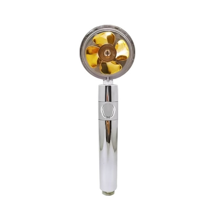 Cap de dus 360 grade GoldenShower, filtru apa, buton stop, micro-duze pentru presiune, argintiu/auriu, Doty®️ [1]