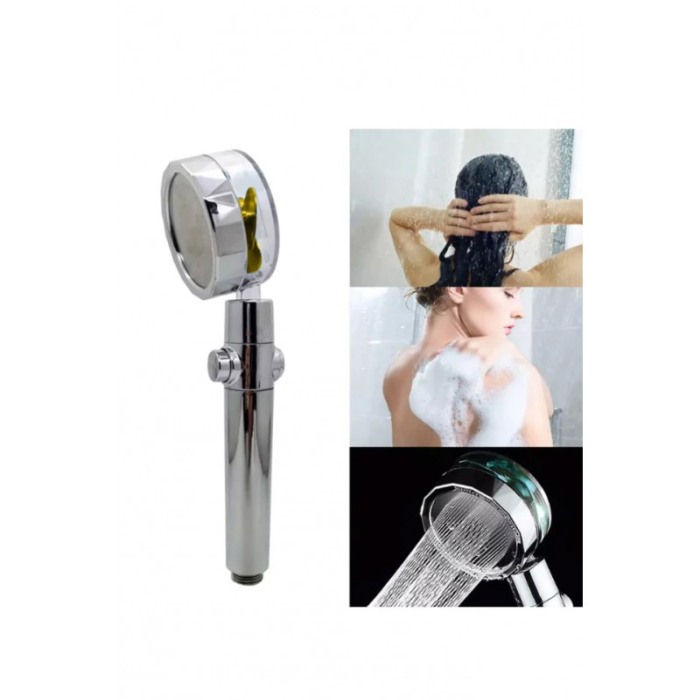 Cap de dus 360 grade GoldenShower, filtru apa, buton stop, micro-duze pentru presiune, argintiu/auriu, Doty®️ [2]