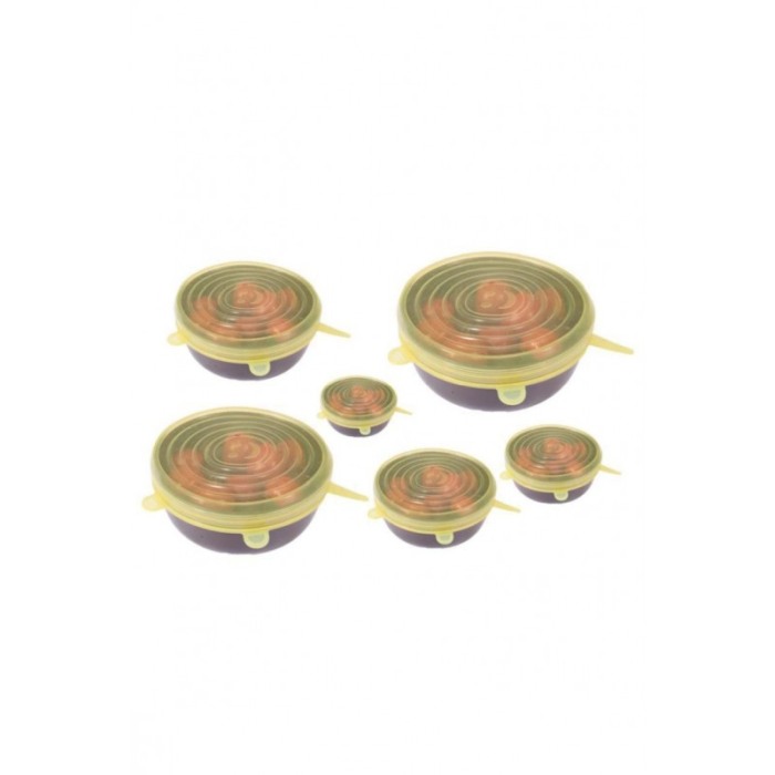 Capace flexibile din silicon KitchenGoods, 6 bucati, extensibile, dimenensiuni diferite, galben, Doty®️ [4]