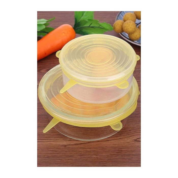 Capace flexibile din silicon KitchenGoods, 6 bucati, extensibile, dimenensiuni diferite, galben, Doty®️ [6]