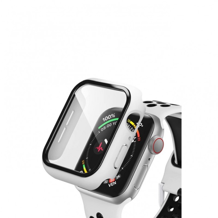 Carcasa Apple Watch 360 grade, rezistenta , practica, alb, silicon dur, mat, 38 mm [3]