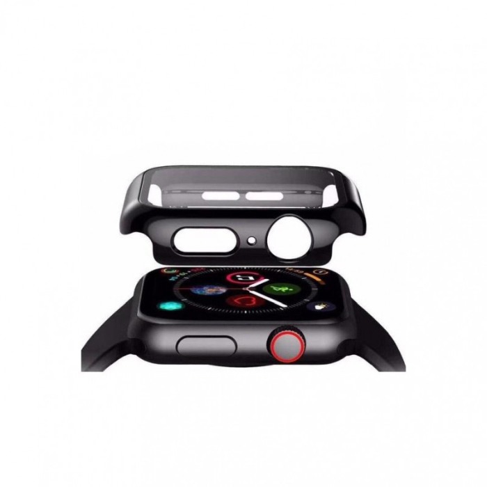 Carcasa Apple Watch 360 grade, rezistenta , practica, negru, silicon dur, mat, 38 mm [3]