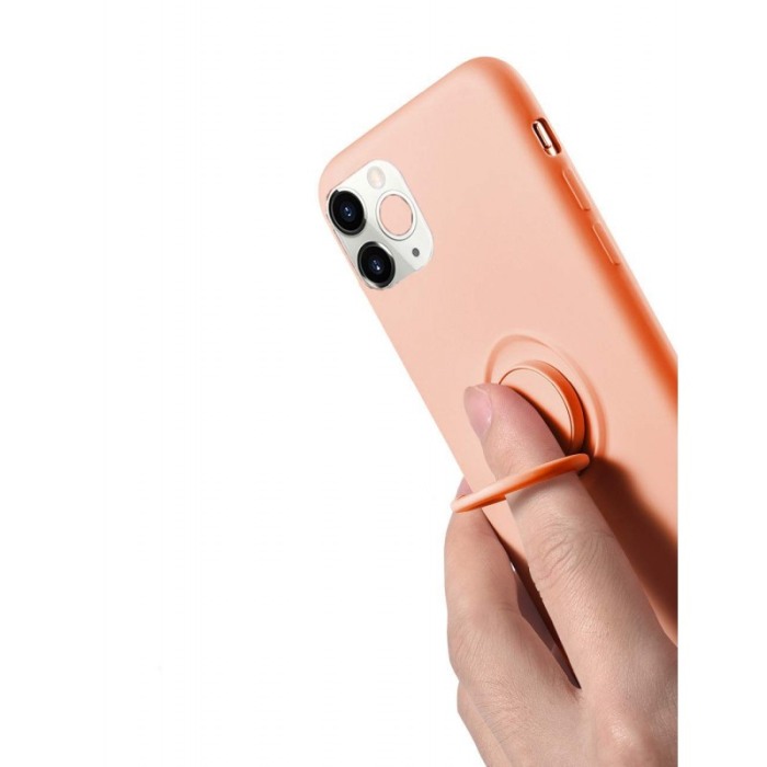 Carcasa  iPhone 11 , Corai , Suport tip Inel, Liquid Silicone iPhone XI  6.1 inch [2]