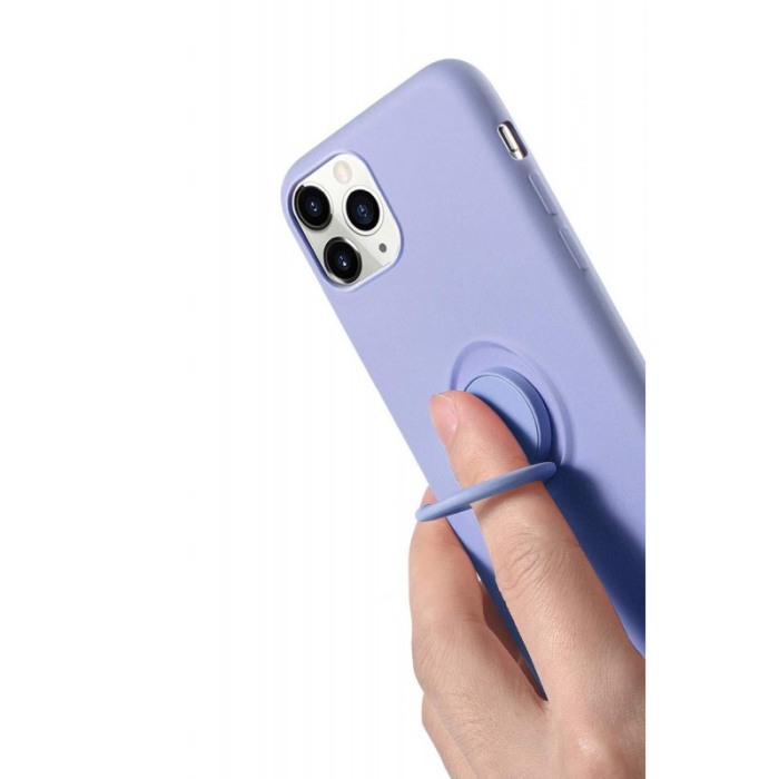 Carcasa  iPhone XR , mov, Suport tip Inel, Liquid Silicone , marime 6.1 inch [4]