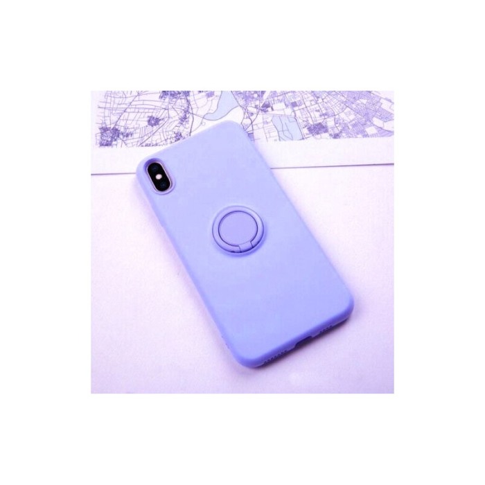 Carcasa  iPhone XR , mov, Suport tip Inel, Liquid Silicone , marime 6.1 inch [2]