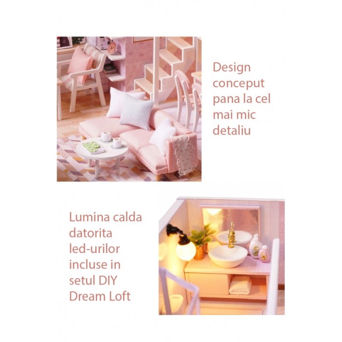 Casa de construit DIY Dream Loft, miniatura artizanala, scala 1:24, cu leduri si accesorii, Doty®️ [2]
