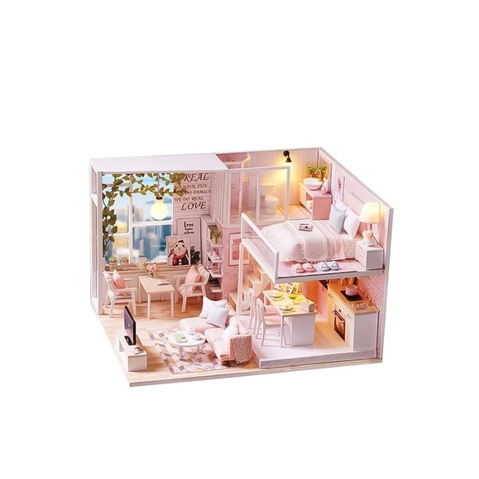 Casa de construit DIY Dream Loft, miniatura artizanala, scala 1:24, cu leduri si accesorii, Doty®️ [10]