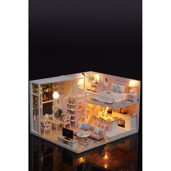 Casa de construit DIY Dream Loft, miniatura artizanala, scala 1:24, cu leduri si accesorii, Doty®️ [5]