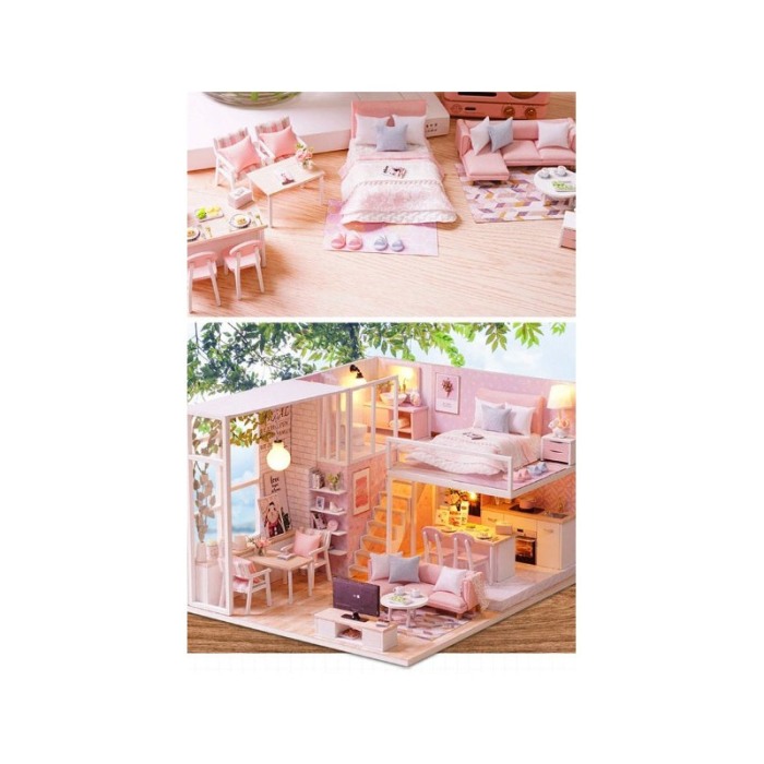 Casa de construit DIY Dream Loft, miniatura artizanala, scala 1:24, cu leduri si accesorii, Doty®️ [8]