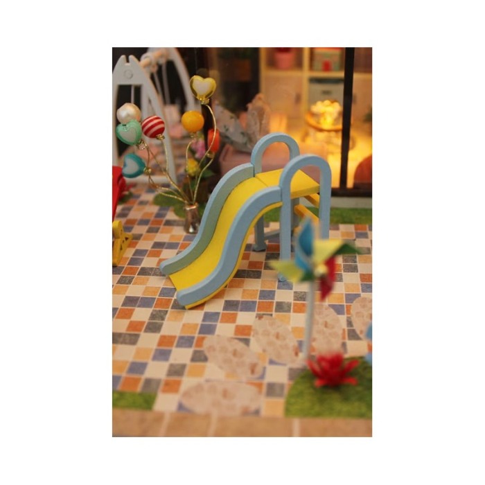 Casa de construit DIY Dreamy Villa, tip macheta, miniatura artizanala, scala 1:24, cu leduri si accesorii, Doty®️ [8]