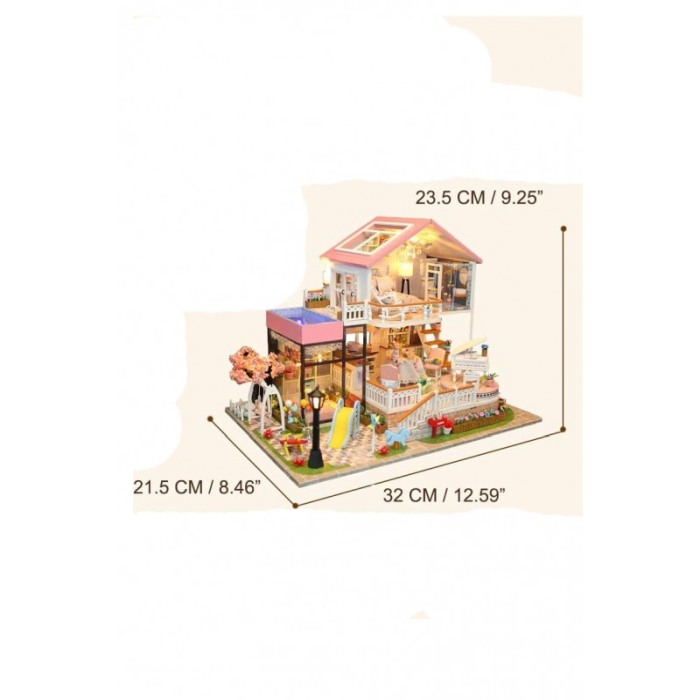Casa de construit DIY Dreamy Villa, tip macheta, miniatura artizanala, scala 1:24, cu leduri si accesorii, Doty®️ [4]