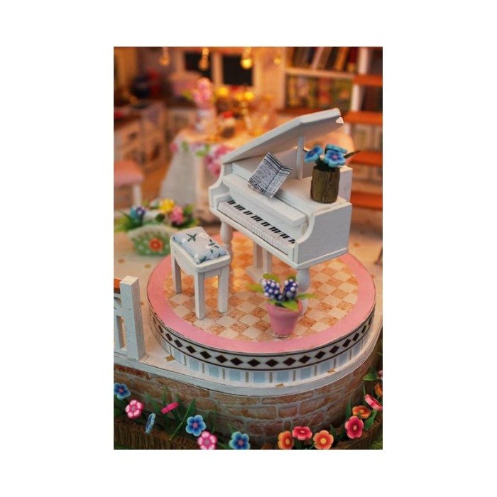 Casa de construit DIY Dreamy Villa, tip macheta, miniatura artizanala, scala 1:24, cu leduri si accesorii, Doty®️ [7]