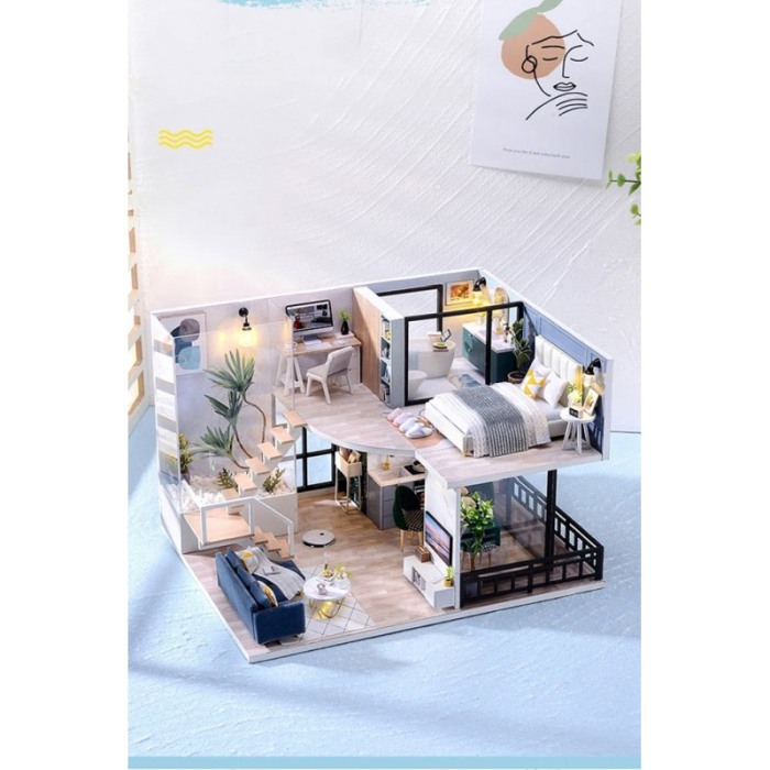 Casa de construit DIY Enjoy Loft, miniatura artizanala, scala 1:24, cu leduri si accesorii, Doty®️ [5]
