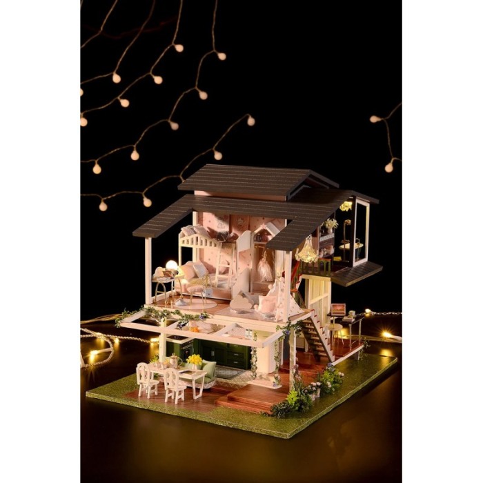 Casa de construit DIY Fairy Villa Doty®, miniatura artizanala, 32x24.5x25.5 cm, cu leduri si accesorii incluse [7]