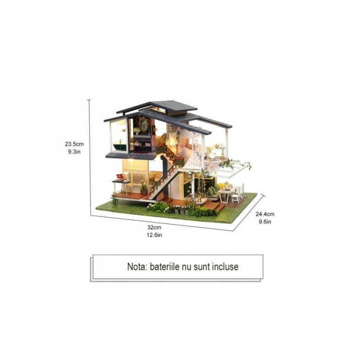 Casa de construit DIY Fairy Villa Doty®, miniatura artizanala, 32x24.5x25.5 cm, cu leduri si accesorii incluse [6]