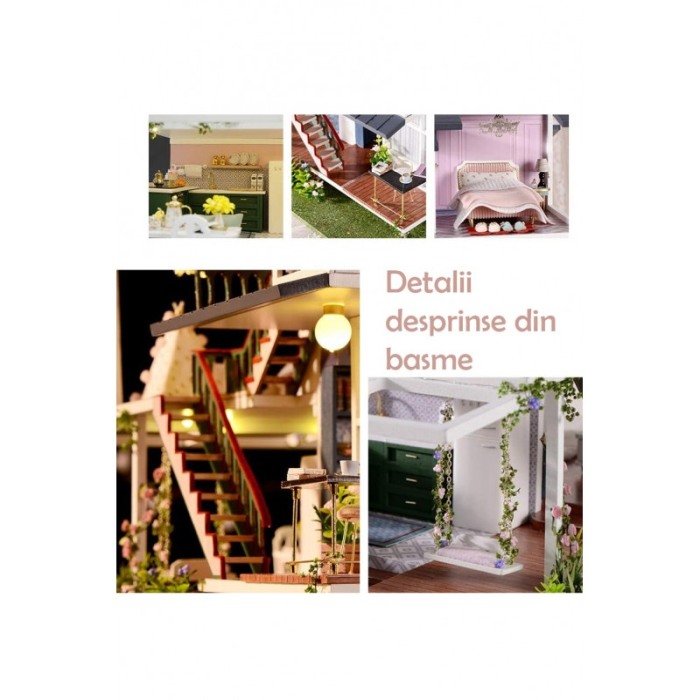 Casa de construit DIY Fairy Villa Doty®, miniatura artizanala, 32x24.5x25.5 cm, cu leduri si accesorii incluse [3]