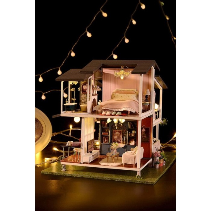Casa de construit DIY Fairy Villa Doty®, miniatura artizanala, 32x24.5x25.5 cm, cu leduri si accesorii incluse [5]