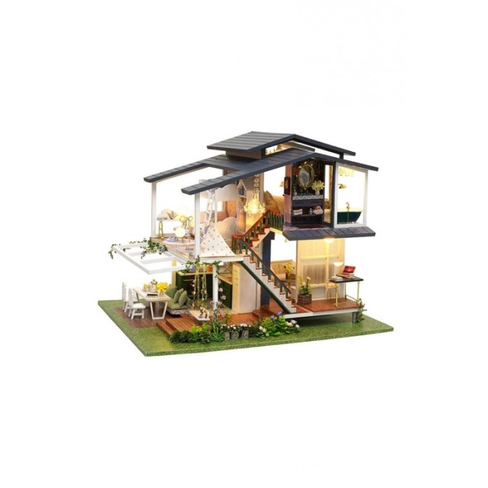 Casa de construit DIY Fairy Villa Doty®, miniatura artizanala, 32x24.5x25.5 cm, cu leduri si accesorii incluse [2]