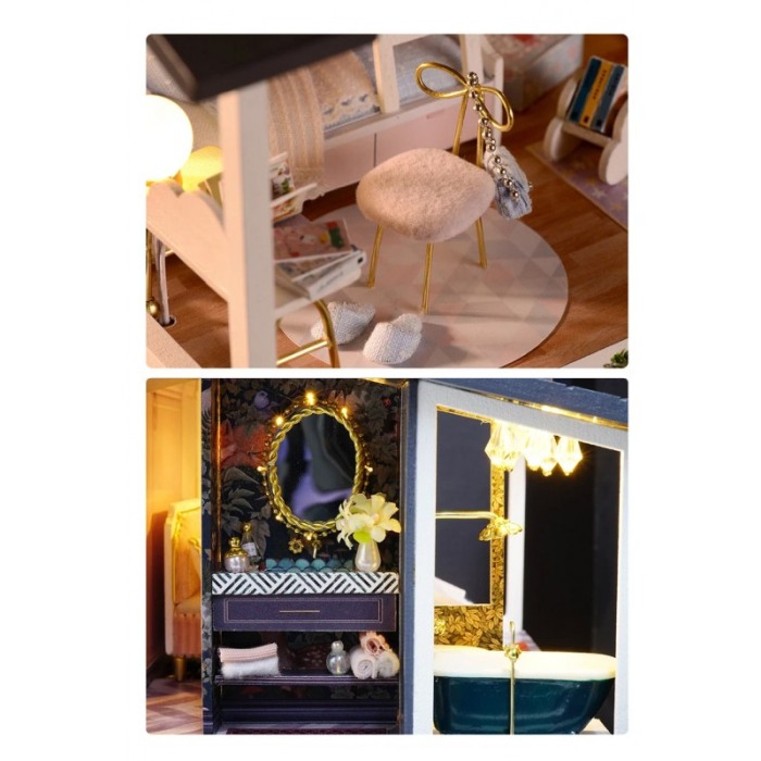 Casa de construit DIY Fairy Villa Doty®, miniatura artizanala, 32x24.5x25.5 cm, cu leduri si accesorii incluse [13]