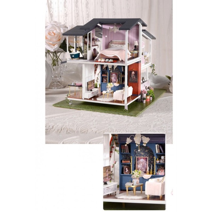 Casa de construit DIY Fairy Villa Doty®, miniatura artizanala, 32x24.5x25.5 cm, cu leduri si accesorii incluse [9]