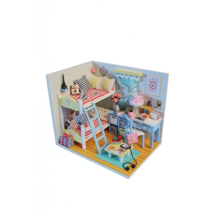 Casa de construit DIY KidsRoom Doty®, miniatura artizanala, 18x13, 5x13, 5 cm, cu leduri si accesorii incluse [2]