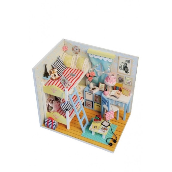 Casa de construit DIY KidsRoom Doty®, miniatura artizanala, 18x13, 5x13, 5 cm, cu leduri si accesorii incluse [1]
