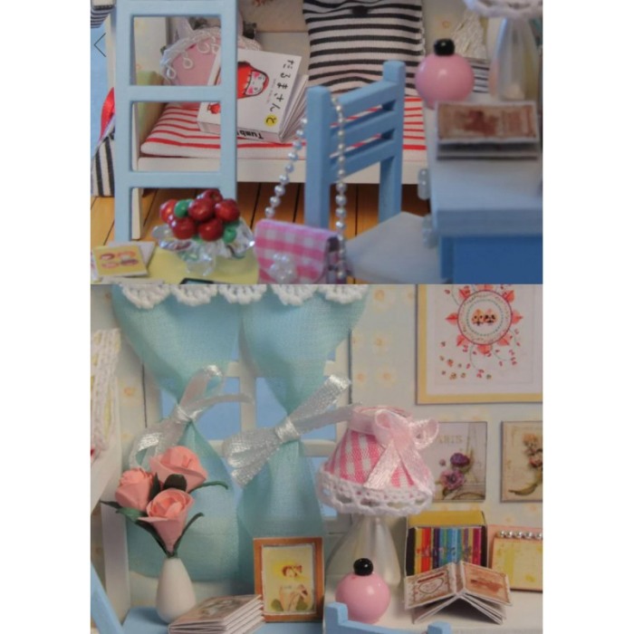 Casa de construit DIY KidsRoom Doty®, miniatura artizanala, 18x13, 5x13, 5 cm, cu leduri si accesorii incluse [5]