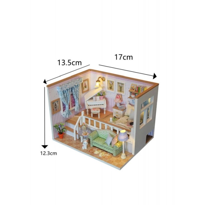 Casa de construit DIY Piano House, tip macheta, miniatura artizanala, scala 1:24, cu leduri si accesorii, Doty®️ [3]